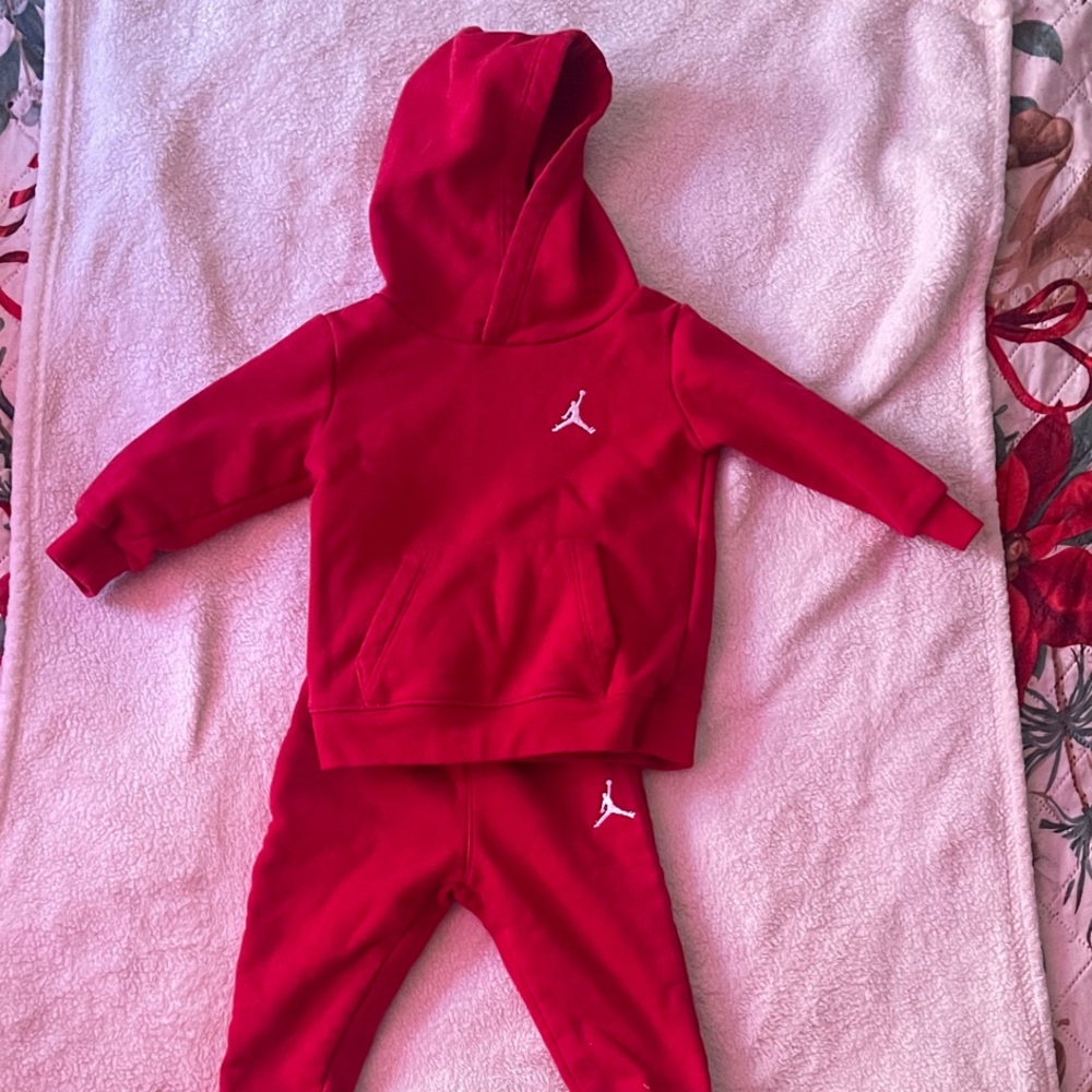 Jordan Kids Red Hoodie and Jogger Set